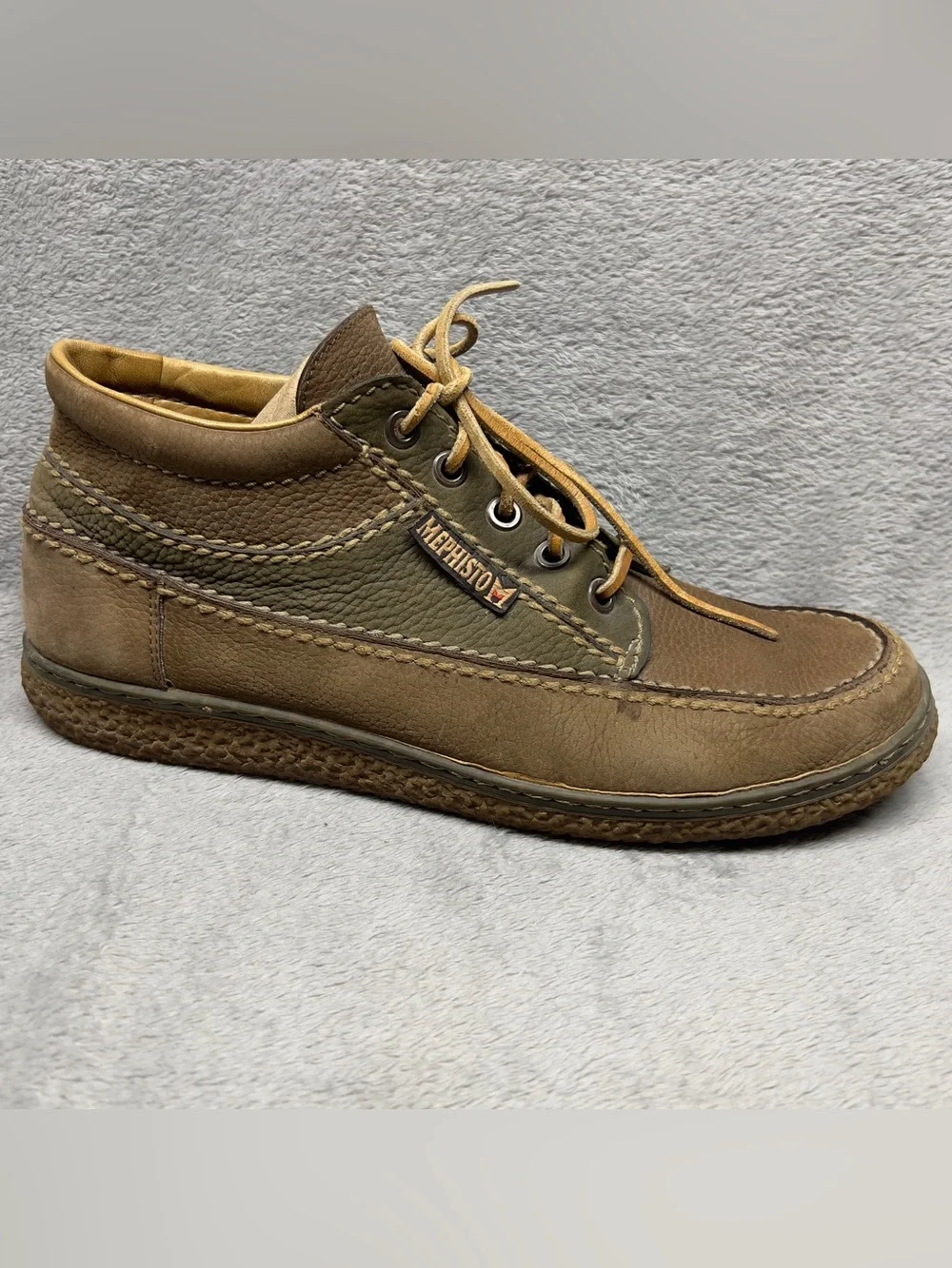 Mephisto Leather Lace Up Chukka Ankle Boots Men's US 12 Hiking Walking Brown